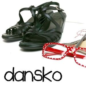 Dansko Open Toe Clog Heel Strappy Black Size 38